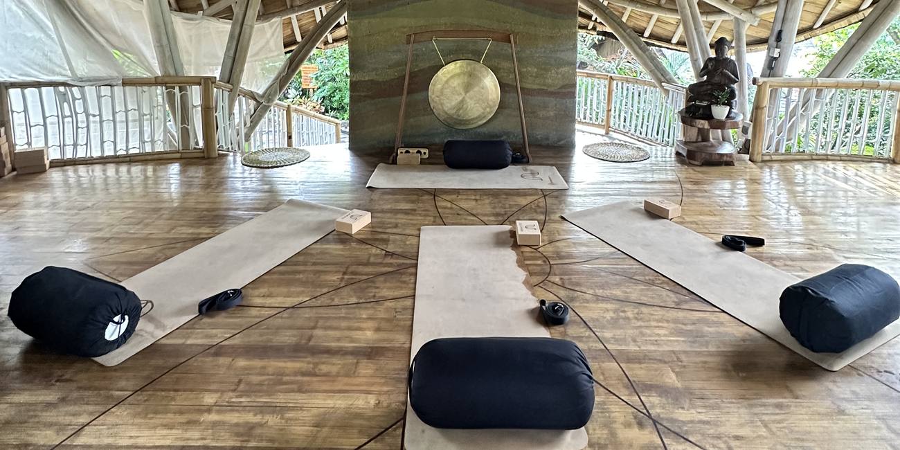 Mats out in the bamboo shala