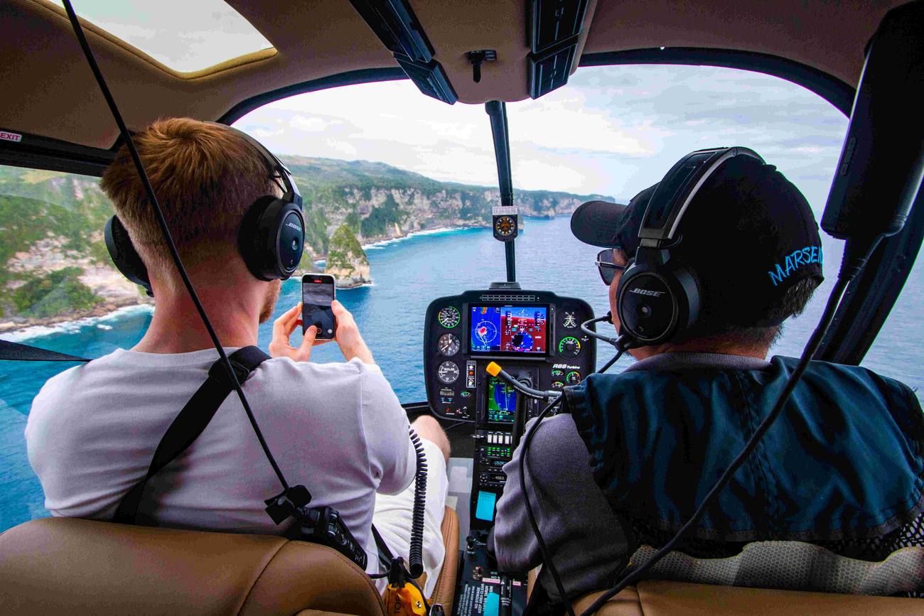 Nusa Penida's cliffs from the cockpit