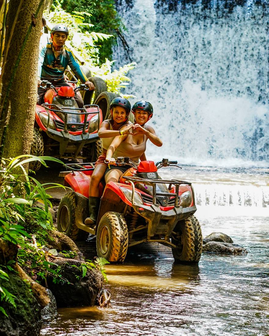Riding right up to the waterfall