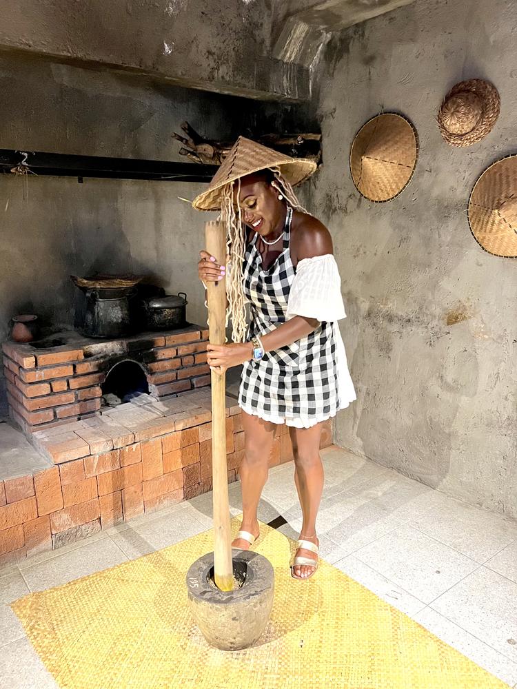Grinding the spice paste the traditional way