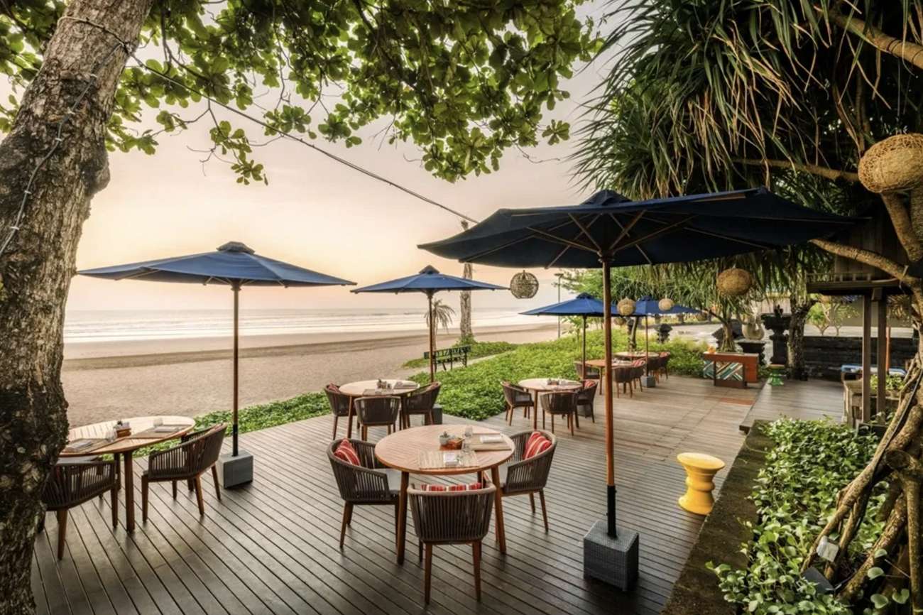 Dinner on the deck, feet from the sand