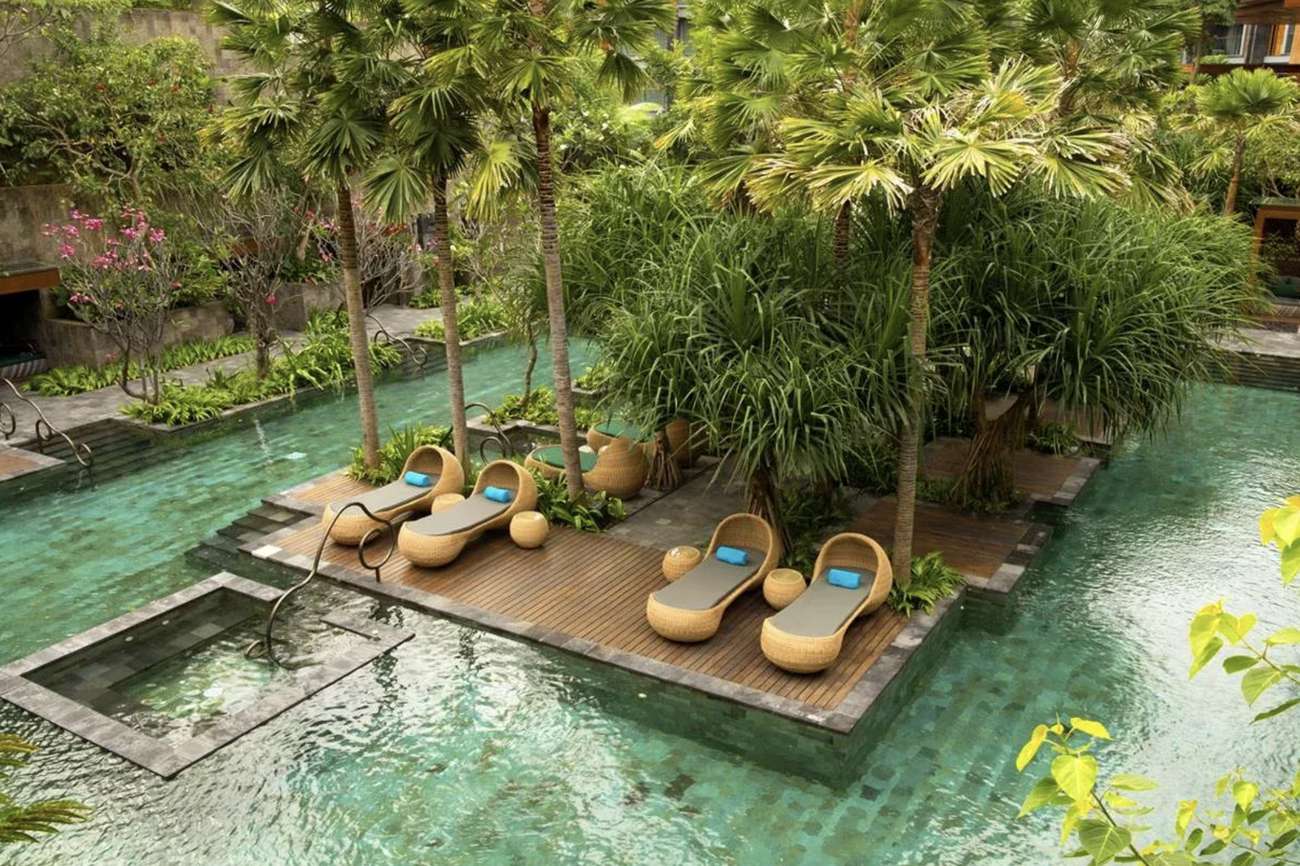Loungers on their own island